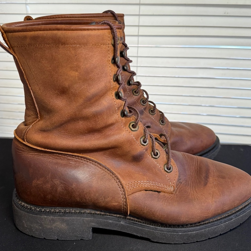 Justin Work Boots 8” Electrical Soft Toe Work Boot USA Mens Size 10.5 D 0760